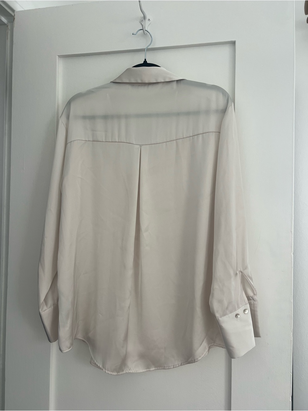 Zara Classic Silk-Feel Cream Button-Down Blouse - Picture 2 of 2